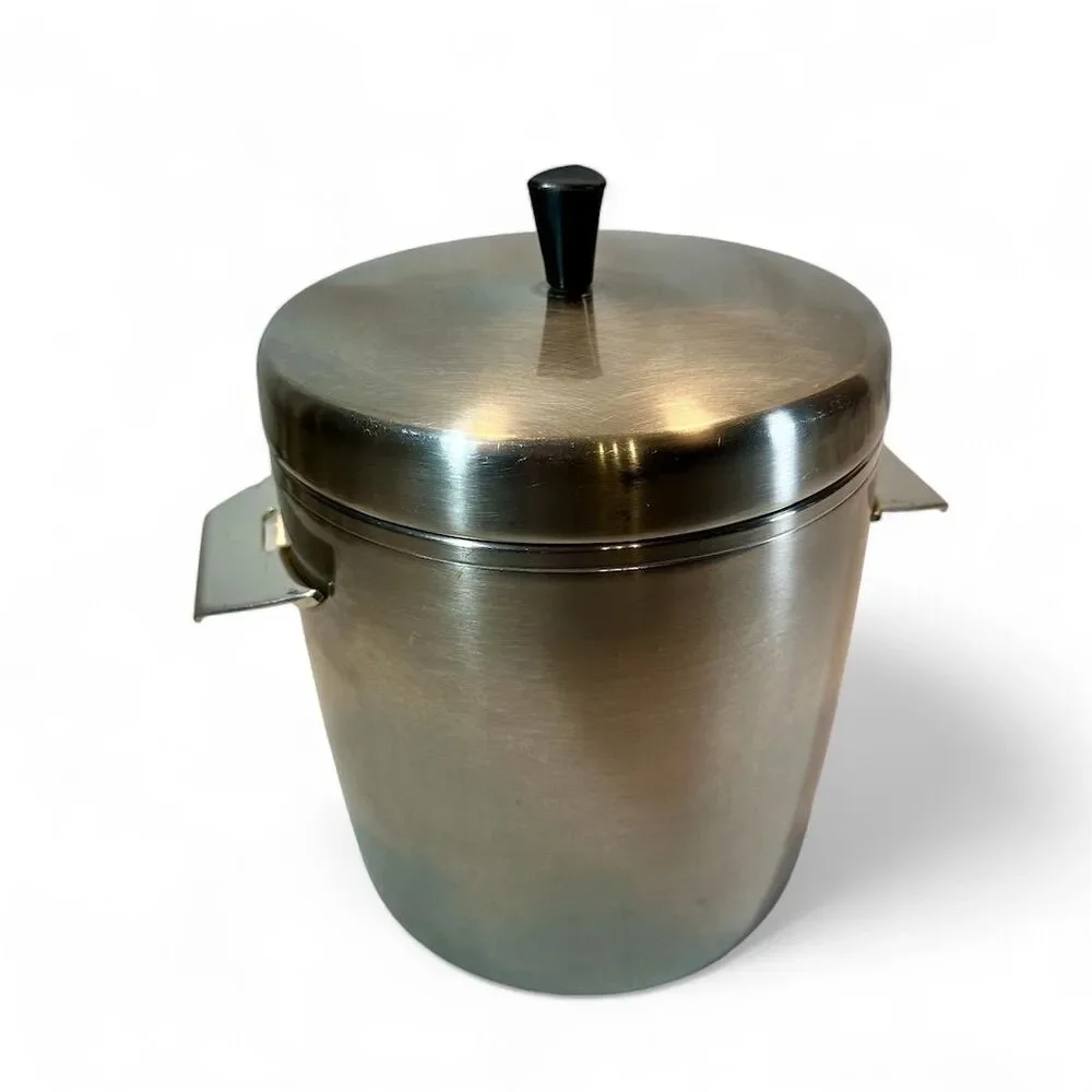 1950's West Bend Ice Butler Stainless Steel Insulated Ice Bucket 4qts